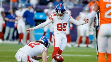 Irish-born kicker Jude McAtamney takes blame for missed extra points as Giants collapse against Broncos.