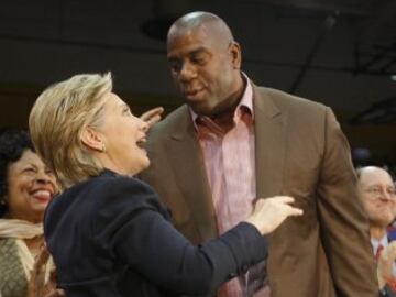 Hillary Clinton and 'Magic' Johnson.