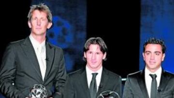 <b>LOS PREMIADOS. </b>Van der Sar, Messi, Xavi y Terry.