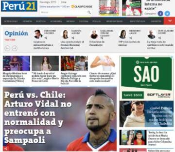 Arturo Vidal es el centro de atenci&oacute;n de los medios peruanos.