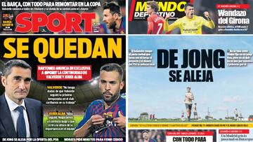 Portadas de 'Sport' y 'Mundo Deportivo' del jueves, 17 de enero de 2019.