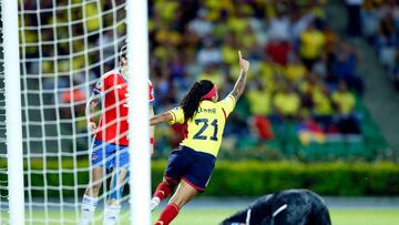 Soccer Football - Women's Copa America - Group A - Colombia v Chile - Estadio Centenario, Armenia, Colombia - July 20, 2022 Colombia's Liana Salazar celebrates scoring their fourth goal REUTERS/Mariana Greif