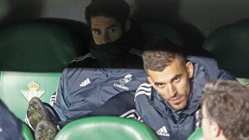 Isco (left) with match-winning substitute Dani Ceballos on the bench at the Estadio Benito Villamarín on Sunday night.