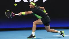 Spain's Rafael Nadal hits a return against Australia's Alex De Minaur during their men�s singles match on day five of the United Cup tennis tournament in Sydney on January 2, 2023. (Photo by DAVID GRAY / AFP) / -- IMAGE RESTRICTED TO EDITORIAL USE - STRICTLY NO COMMERCIAL USE --