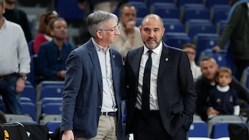 Moncho Fernández, entrenador del Monbus Obradoiro, y Chus Mateo, del Real Madrid.