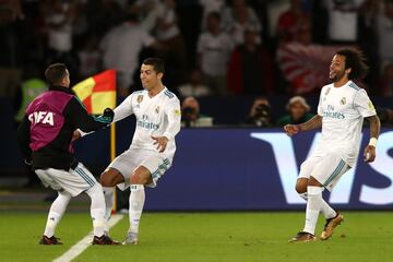 Cristiano Ronaldo celebrates his winning goal.