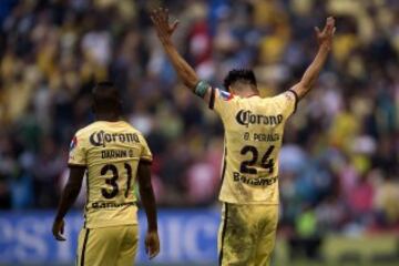 Peralta celebra el segundo gol de América.