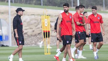 Diego Costa, en un entrenamiento con el Atl&eacute;tico. 