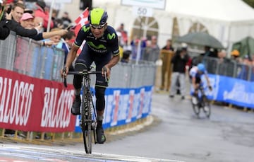 El colombiano durante el tramo final de la etapa 16 del Giro de Italia 2014.