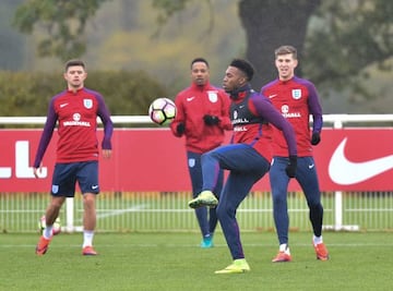 England's Daniel Sturridge in today's session in north London.