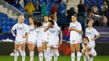 Las jugadoras del Madrid tristes