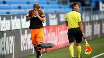 Daniel Wass of Valencia laments during the Liga match between CD Leganes and Valencia CF at Municipal Butarque Stadium on July 12, 2020 in Leganes, Madrid, Spain.
 
 
 12/07/2020 ONLY FOR USE IN SPAIN