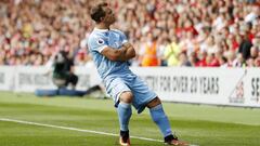Xherdan Shaqiri, celebrando un gol con el Stoke City.