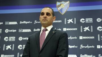 Richard Shaheen, en la sala de prensa de La Rosaleda.