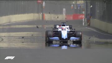 El accidente del Williams de Russell en Azerbaiyán (F1 2019).