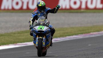 Franco Morbidelli celebra su victoria en Argentina.