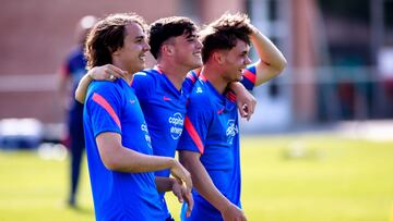 Los juveniles del Atlético en el entrenamiento previo a las semifinales de la Youth League.