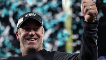 MINNEAPOLIS, MN - FEBRUARY 04: Head coach Doug Pederson of the Philadelphia Eagles celebrates after defeating the New England Patriots 41-33 in Super Bowl LII at U.S. Bank Stadium on February 4, 2018 in Minneapolis, Minnesota.   Patrick Smith/Getty Images