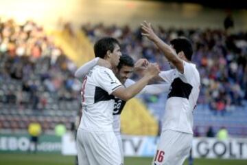 Ariel Núñez celebrando su gol frente a Huachipato.