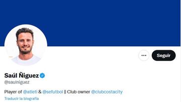 Sa¨²l anuncia en su bio que es jugador del Atl¨¦tico.