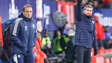 Valverde y Arrasate durante un partido.