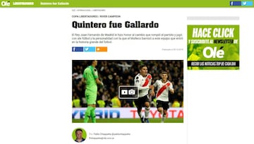 "Quintero jugó con la personalidad y el fútbol con que Napoléon barnizó a este conjunto de hombres que no muestra agallas por gritarles los goles en la cara a sus oponentes: las muestra agarrando el balón, haciéndolo circular, no escondiéndose jamás cuando hay que poner la cara"