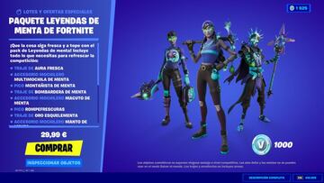 Un vistazo al contenido del Lote de Leyendas de Menta de Fortnite