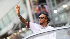 Hamilton durante el drivers parade celebrado en el GP de Singapur.