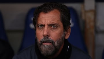 Quique S&aacute;nchez Flores antes de empezar el &uacute;ltimo partido del Getafe ante el C&aacute;diz en el Coliseum.