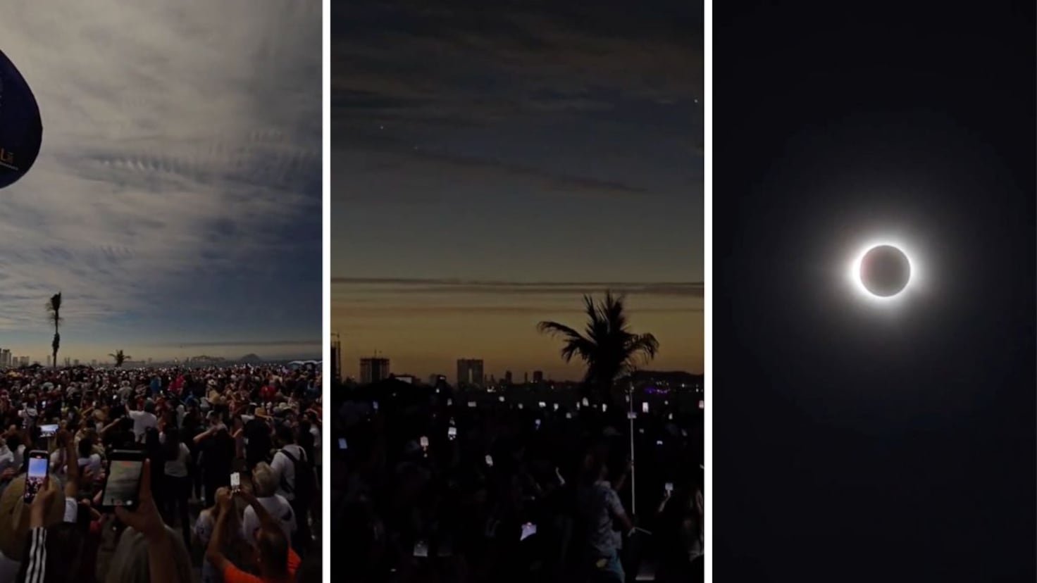 VIDEO momento exacto en que Mazatlán se oscurece por el Eclipse Total