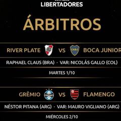 Claus dirigirá la ida del Superclásico en la Copa Libertadores
