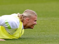 Soccer Football - Champions League - Final - Manchester City Media Day - Etihad Campus, Manchester, Britain - June 6, 2023 Manchester City's Erling Braut Haaland during training Action Images via Reuters/Jason Cairnduff