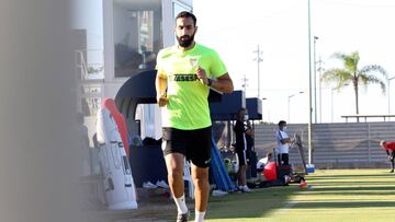 José Rodríguez, durante un entrenamiento con el Málaga.