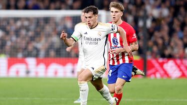 Brahim Díaz, en un lance del derbi en el Bernabéu.