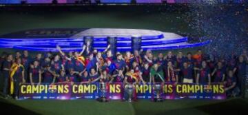 Celebración del 7 de junio de 2015 en el Camp Nou del Triplete