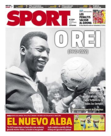 Tributes to Pelé on the front pages of the world