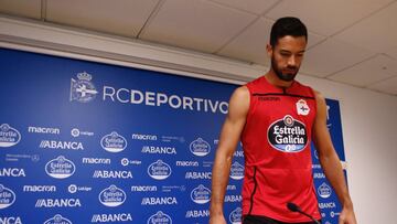 Pablo Mar&iacute;, durante la rueda de prensa en Abegondo.