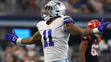 ARLINGTON, TEXAS - SEPTEMBER 18: Micah Parsons #11 of the Dallas Cowboys reacts after sacking Joe Burrow #9 of the Cincinnati Bengals (not pictured) during the third quarter at AT&T Stadium on September 18, 2022 in Arlington, Texas. (Photo by Richard Rodriguez/Getty Images)