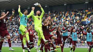 Los jugadores del Torino celebran su victoria ante el Udinese