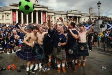 Los seguidores de Escocia en Trafalgar Square