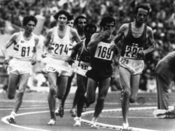 Mariano Haro en la final de los 10.000 metros en los Juegos Olímpicos de Múnich de 1972 donde quedó cuarto haciendo un nuevo récord español en 27:48,14.