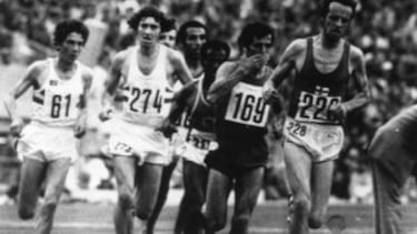 Mariano Haro en la final de los 10.000 metros en los Juegos Olímpicos de Múnich de 1972 donde quedó cuarto haciendo un nuevo récord español en 27:48,14.