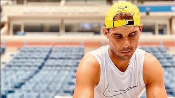 El tenista español Rafa Nadal, durante un entrenamiento previo al US Open.