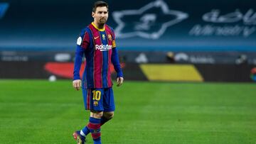 Lionel Messi of Barcelona during the Spanish SuperCup Final between Futbol Club Barcelona and Athletic Club Bilbao at La Cartuja Stadium on January 17, 2021 in Sevilla, Spain.
 AFP7 
 17/01/2021 ONLY FOR USE IN SPAIN