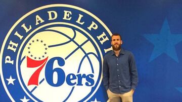 Sergio Rodr&iacute;guez, en su presentaci&oacute;n con los Sixers.