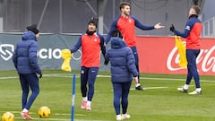 Griezmann, en el entrenamiento del Atlético.