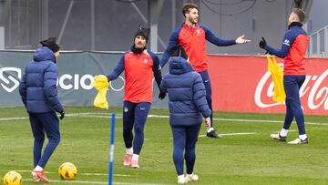 Griezmann, en el entrenamiento del Atlético.