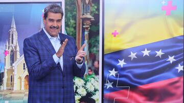 Venezuela's President Nicolas Maduro gestures during his regular Monday TV show "Con Maduro+," in Caracas, Venezuela September 9, 2024. Zurimar Campos/Miraflores Palace/Handout via REUTERS ATTENTION EDITORS - THIS IMAGE HAS BEEN SUPPLIED BY A THIRD PARTY