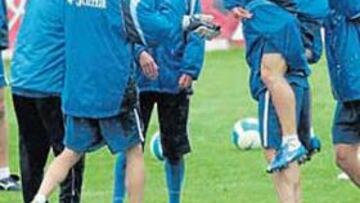 <b>BUEN AMBIENTE. </b>La alegría predominó en el entrenamiento de ayer del Getafe.