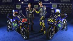 Maverick Vi&ntilde;ales y Valentino Rossi en la presentaci&oacute;n del Movistar Yamaha.